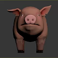 Cute Pink Pig 3D Model With Big Ears And Pink Snout On Dark Background