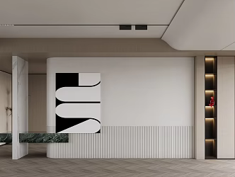 Modern sofa background wall hanging painting curtain 3d model