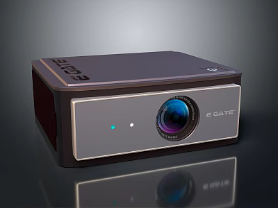 Modern XGIMI Projector With Dark Brown Silver Body And Blue Lens Indicator Light 3d model