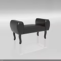 Black Leather Chaise Lounge With Armrests And Wooden Legs For Living Room Furniture
