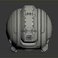 Futuristic Spherical Mechanical Device With Circular Lens Metallic Details And Surface Patterns