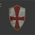 Vintage Shield Design Featuring Red White Cross And Weathered Metallic Surface