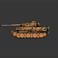 Military Tank With Camouflage Paint Long Cannon Barrel And Tracked Base