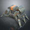 Futuristic Mechanical Spider Creature With Multiple Legs And Orange Accent Storage Box 3d model