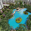 Residential Landscape Featuring High Rise Buildings Lush Greenery and Walking Paths