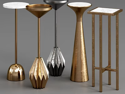 Modern Metal Side Tables With Geometric Bases And White Tops 3d model