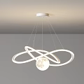Modern Ceiling Hanging Chandelier With Intertwined Rings And Moon Like Sphere