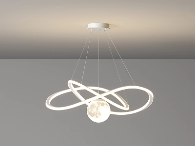 Lunar Dining Chandelier Restaurant Chandelier Simple Living Room Lighting Table Bar Internet Red Creative Personalized Lamps Cream Style 3d model