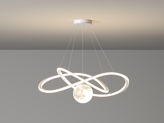 Lunar Dining Chandelier Restaurant Chandelier Simple Living Room Lighting Table Bar Internet Red Creative Personalized Lamps Cream Style 3d model