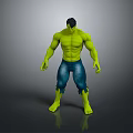Muscular Green Skinned Figure In Blue Torn Jeans Standing Pose 3D Model Grey Background