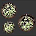 Handwoven Baskets And Ceramic Bowls With Green Leaves And Seeds For Home Daily Use