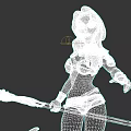 Fantasy Female Character With Purple Hair And Mythical Creature Staff