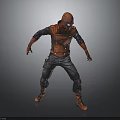 Detailed 3D Character Design With Red Helmet Vest Knee Pads Gray Pants And Red Boots