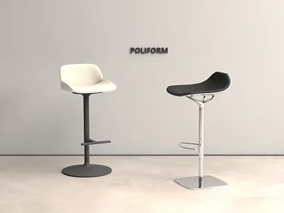 Stylish Modern Bar Stools In White And Black With Different Bases And Simple Background 3d model