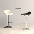 Stylish Modern Bar Stools In White And Black With Different Bases And Simple Background 3d model