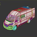 minibus minivan driverless bus school bus van box car 3d model