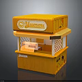 Orange Two Tiered Food Stall With Humana Logo Windows And Counter