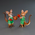 Dynamic Game Movie Kangaroo Character Wearing Green Sports Uniform Holding Basketball