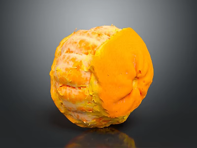 Partially Peeled Orange with Orange Flesh and White Pith on Dark Smooth Surface with Reflection 3d model