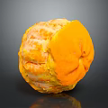 Partially Peeled Orange with Orange Flesh and White Pith on Dark Smooth Surface with Reflection