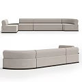 Modern Light Colored Upholstered Sectional Sofa Featuring Curved Design And Modular Sections 3d model