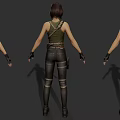 Women 3D Models In Green Tank Tops Black Leather Pants With Knee Pads And Gloves