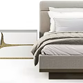 Modern Double Bed With Plush Pillows Cozy Blanket And Bedside Nightstands