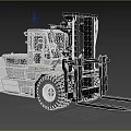 Industrial Forklift Truck With Enclosed Cab Large Wheels And Front Forks