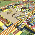 Colorful Playground Layout With Slides Sand Area Climbing Structure And Shade Structures