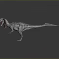 3D Feathered Dinosaur Character With Open Mouth Red Throat And Gray Spiky Body