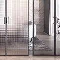 Modern partition porch partition glass sliding door combination 3d model