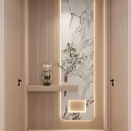 Modern Foyer Hallway With Marble Wall Decor Shelf And Lighting 3d model