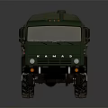 Green KAMAZ Truck With Canvas Covered Cargo Bed And Off Road Tires