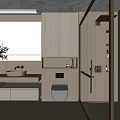 Modern Bathroom Interior With Double Sink Large Mirror Cabinets And Shower Enclosure