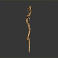 Golden Dragon Sculpture In Twisted Shape With Vertical Placement And Dark Background