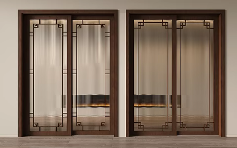 New Chinese style sliding door glass sliding door sliding door kitchen and bathroom door balcony door 3d model