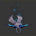 Fantasy Character Design With Blue Glowing Wings And Magic Aura Effects