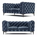 VIG Furniture Tufted Blue Sofa And Armchair Modern Elegant Upholstered Design