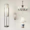 New Chinese-style Lamps Combination Chandelier Wall Lamp Table Lamp Floor Lamp Combination 3d model