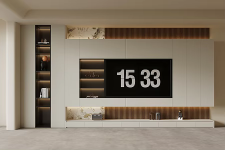TV background wall modern cream wind TV background wall TV cabinet 3d model