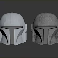 Two Silver Metallic Tactical Helmets With Armor Design And Reflective Surface 3d model