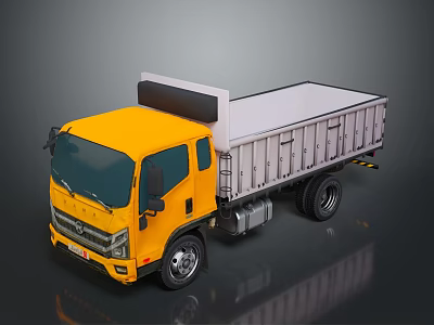 Yellow Dump Truck With Modern Design And White Cargo Bed Features 3d model