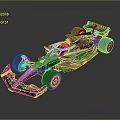 Blue and Black Formula 1 Racing Car With RITZONA Logo Red Wheels and Aerodynamic Design