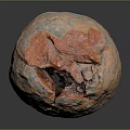 Natural Orange Gray Stone Sphere With Cracked Textured Surface Design Decor