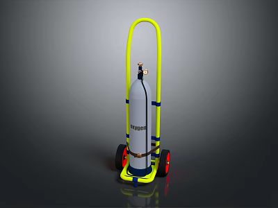 Commercial Gas Cylinder Transport Cart With Yellow Frame And Secure Wheels 3d model