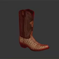 Western Style Cowboy Boots With Dark Shaft And Light Patterned Toe Design 3d model