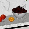 Modern Cherry Navel Orange Fruit Plate 3d model