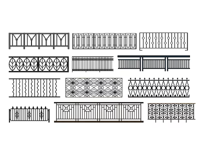 Various Decorative Fence Designs With Ornate Patterns And Intricate Details 3d model