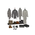 Stylish Outerwear Plaid Houndstooth Long Coats With Leather Bags Shoes And Accessories