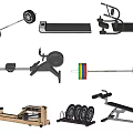 Complete Home Sports Equipment Set With Barbell Treadmill Rower Dumbbell Rack And Bench
